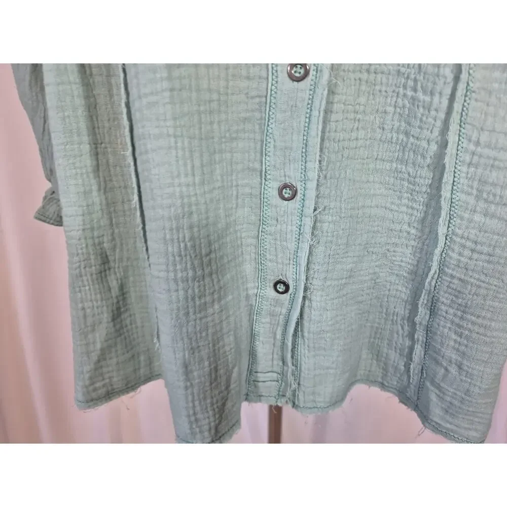 Free People We The Free Lucy Solid Aqua Cotton Swing Top New Small - Picture 6 of 13